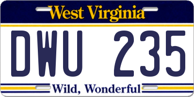 WV license plate DWU235