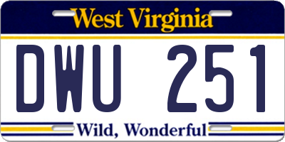 WV license plate DWU251