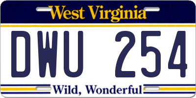 WV license plate DWU254