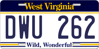 WV license plate DWU262