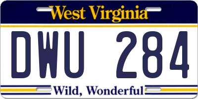 WV license plate DWU284