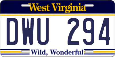WV license plate DWU294