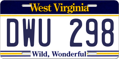 WV license plate DWU298