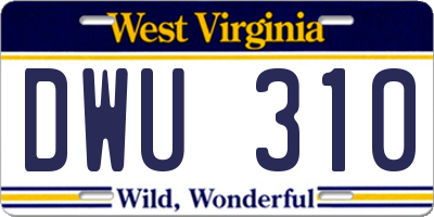 WV license plate DWU310