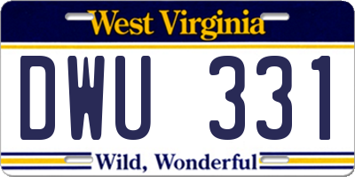 WV license plate DWU331