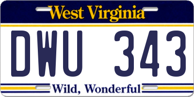 WV license plate DWU343