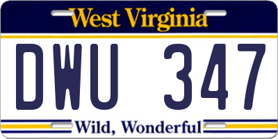 WV license plate DWU347