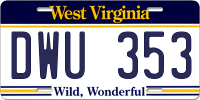 WV license plate DWU353