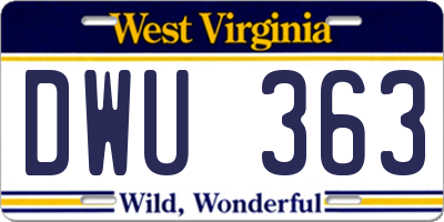 WV license plate DWU363