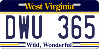 WV license plate DWU365