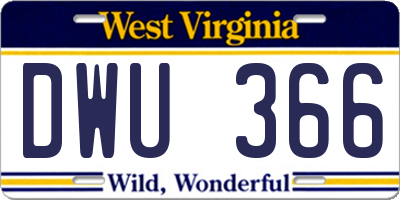 WV license plate DWU366