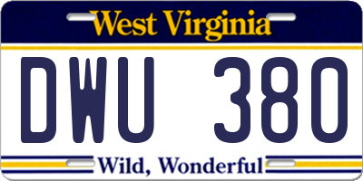WV license plate DWU380