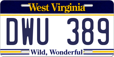 WV license plate DWU389