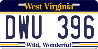 WV license plate DWU396