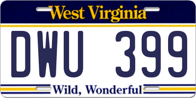 WV license plate DWU399