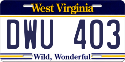 WV license plate DWU403