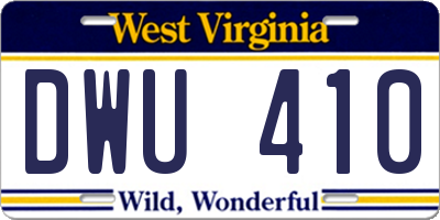 WV license plate DWU410