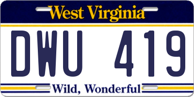 WV license plate DWU419