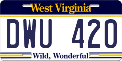 WV license plate DWU420
