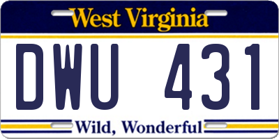 WV license plate DWU431