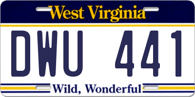 WV license plate DWU441