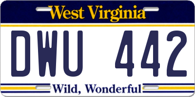 WV license plate DWU442