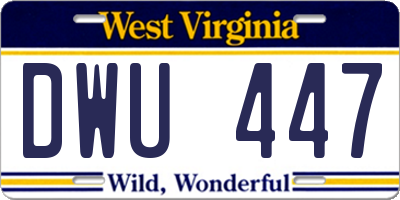 WV license plate DWU447