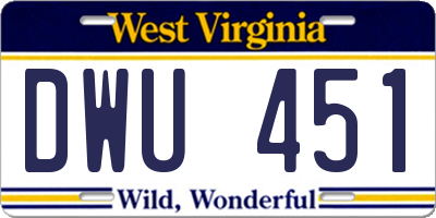 WV license plate DWU451