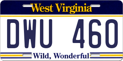 WV license plate DWU460