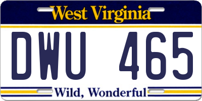 WV license plate DWU465