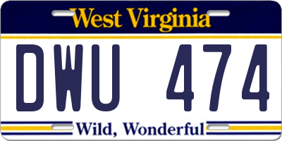 WV license plate DWU474