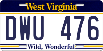 WV license plate DWU476