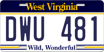 WV license plate DWU481