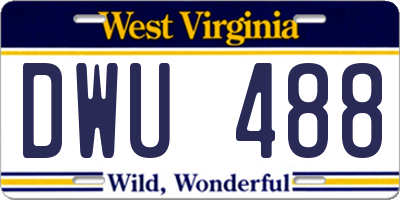 WV license plate DWU488