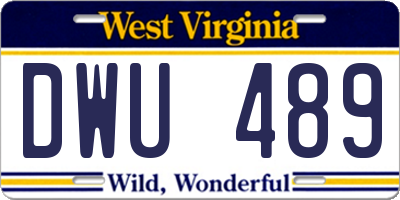 WV license plate DWU489