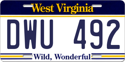 WV license plate DWU492