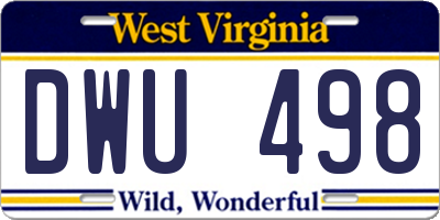 WV license plate DWU498