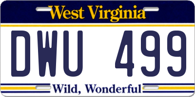 WV license plate DWU499