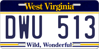 WV license plate DWU513