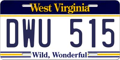 WV license plate DWU515