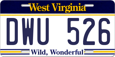 WV license plate DWU526