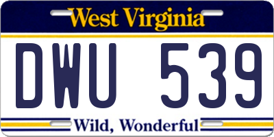 WV license plate DWU539