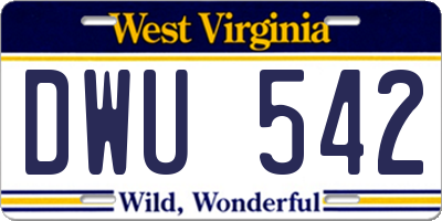 WV license plate DWU542