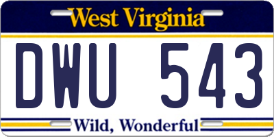WV license plate DWU543