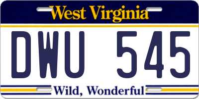 WV license plate DWU545