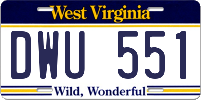 WV license plate DWU551