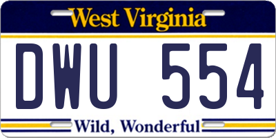 WV license plate DWU554