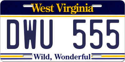 WV license plate DWU555