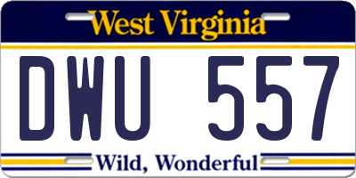 WV license plate DWU557