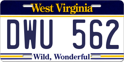 WV license plate DWU562